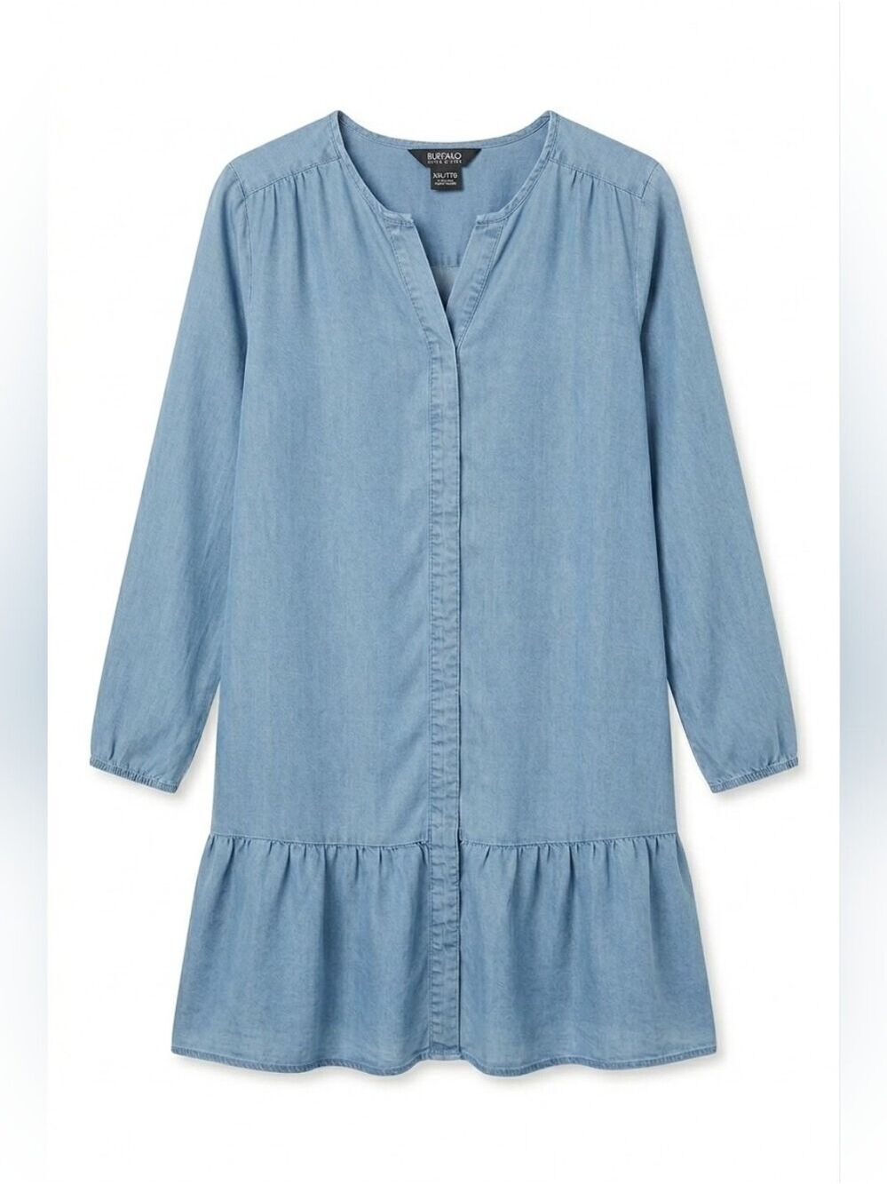 Buffalo David Bitton Blue Chambray Long Sleeve Dress, Size XXL, NWT